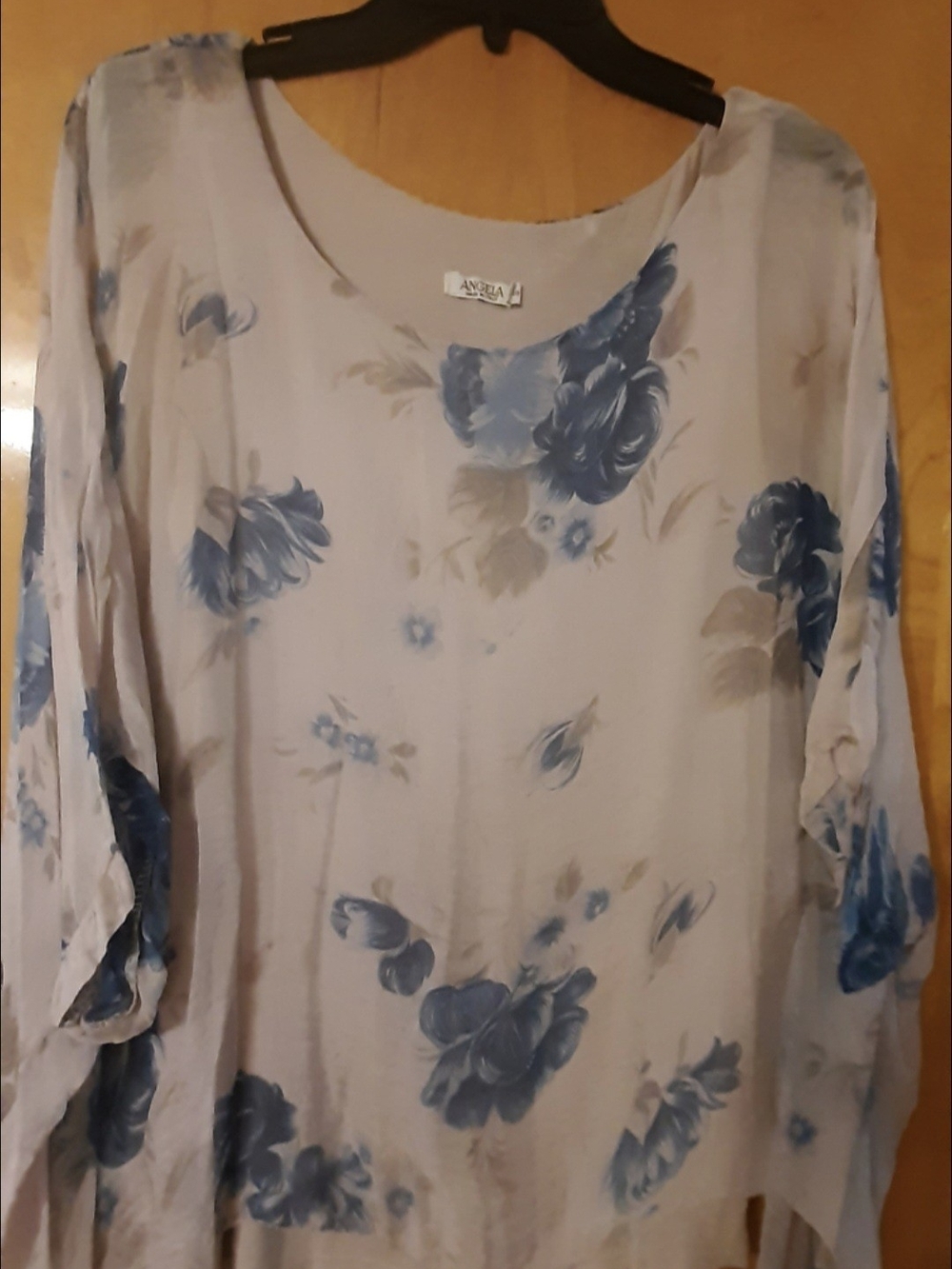 Angel Blue Floral Sheer Tunic Top